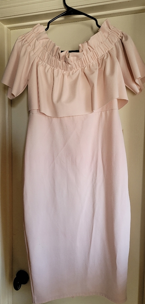 Maternity midi dress pale pink